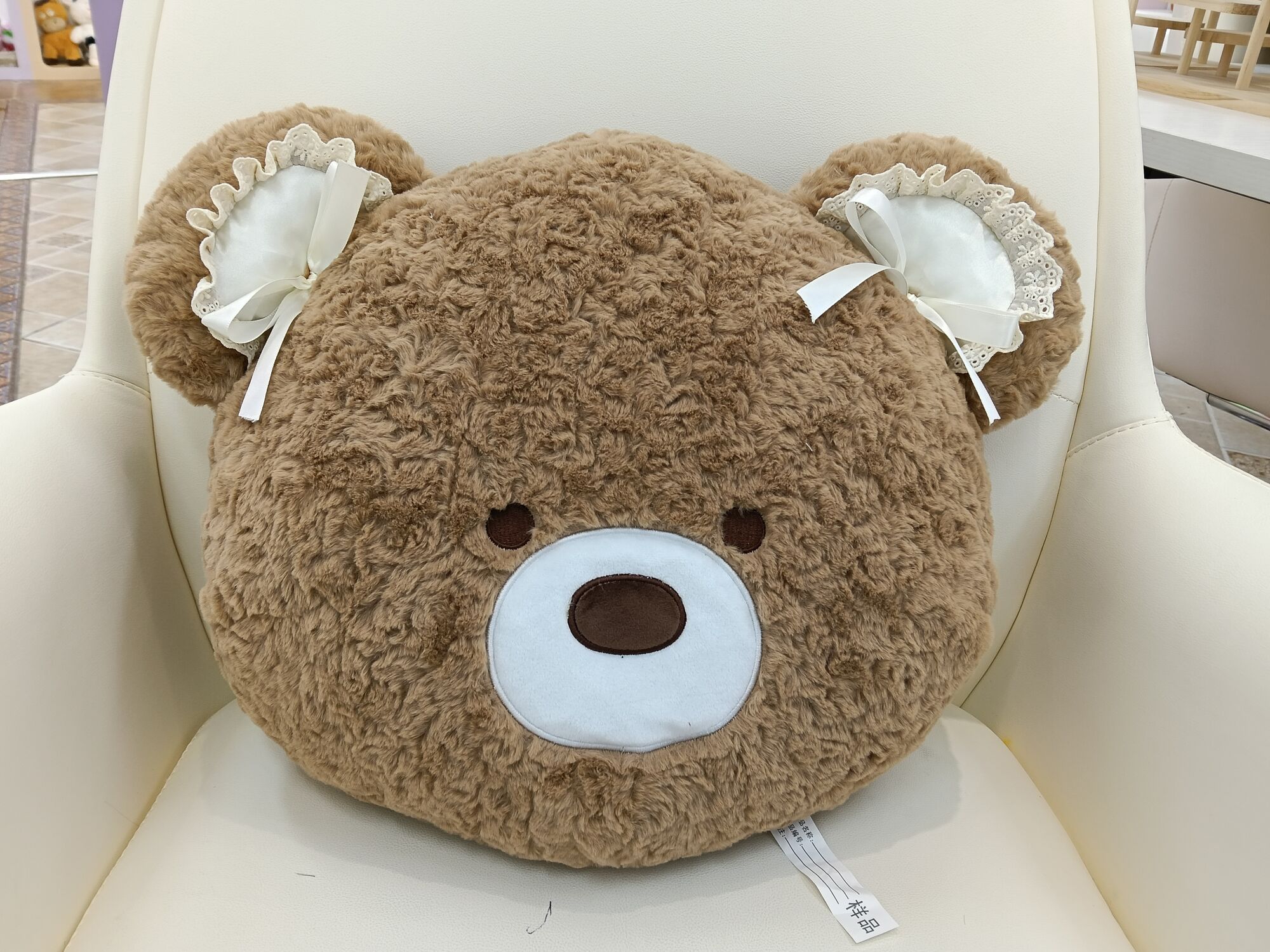 90014 Almohada con cabeza de oso bola de masa marrón 40CM